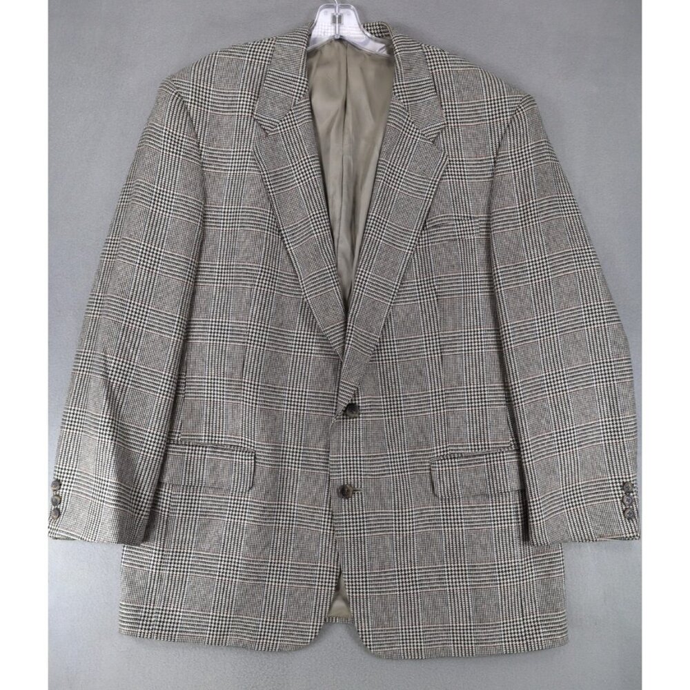 Burberry Sport‎ Coat Mens 44L Prince of Wales Plaid 2 Button Blazer Silk Wool